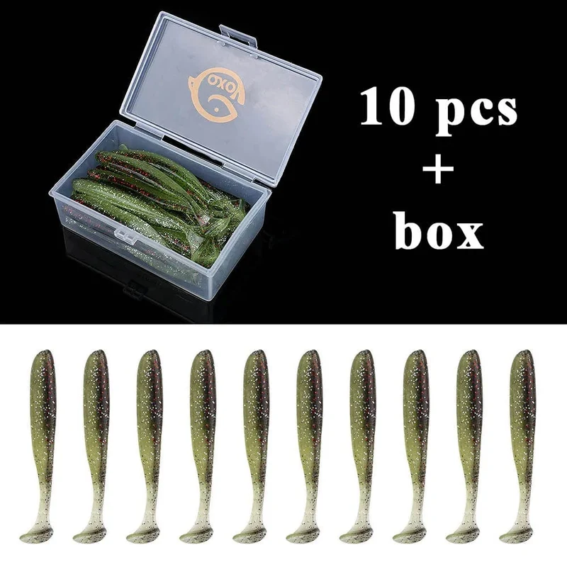 QXO Angeln Weicher Köder Wurm Mit Box Silikon Köder Swimbait Streamer Meer Angeln Löffel Köder 7 cm 10 cm wobbler Set