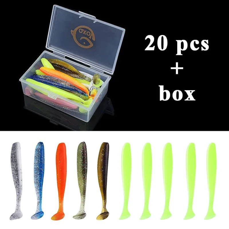 QXO Angeln Weicher Köder Wurm Mit Box Silikon Köder Swimbait Streamer Meer Angeln Löffel Köder 7 cm 10 cm wobbler Set