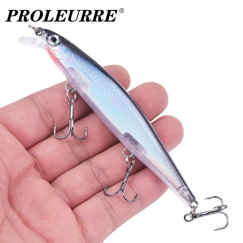 Proleurre Angelköder, 11 cm, 13.8 g, sinkende Minnow-Wobbler, künstliche Kunststoffköder mit Haken für Barsche, Hechte, Karpfen, Schwimmköder