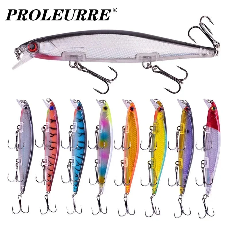 Proleurre Angelköder, 11 cm, 13.8 g, sinkende Minnow-Wobbler, künstliche Kunststoffköder mit Haken für Barsche, Hechte, Karpfen, Schwimmköder