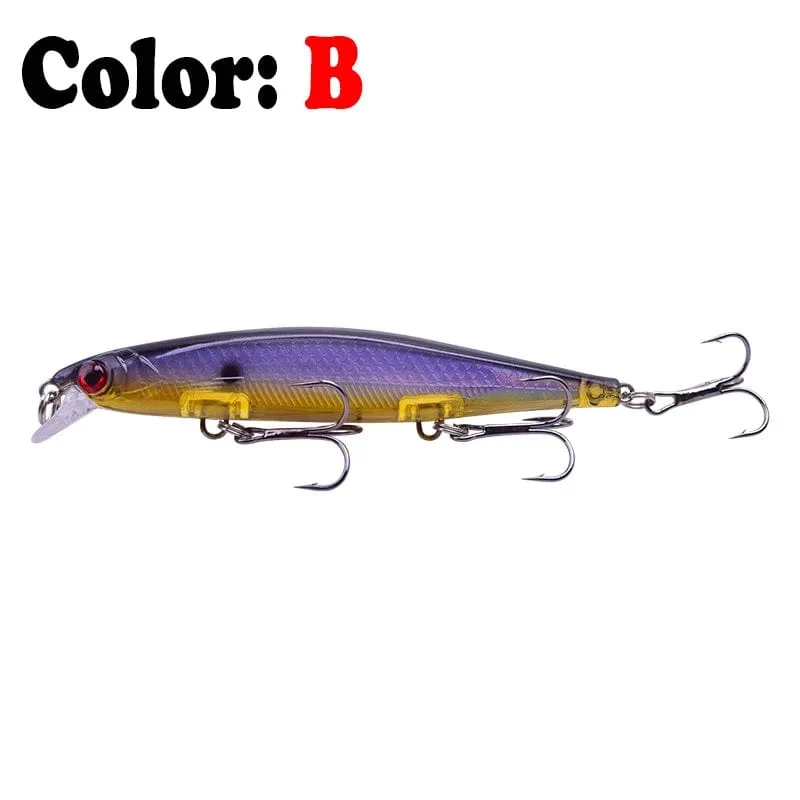 Proleurre Angelköder, 11 cm, 13.8 g, sinkende Minnow-Wobbler, künstliche Kunststoffköder mit Haken für Barsche, Hechte, Karpfen, Schwimmköder
