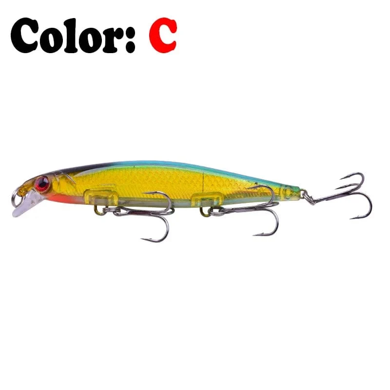 Proleurre Angelköder, 11 cm, 13.8 g, sinkende Minnow-Wobbler, künstliche Kunststoffköder mit Haken für Barsche, Hechte, Karpfen, Schwimmköder