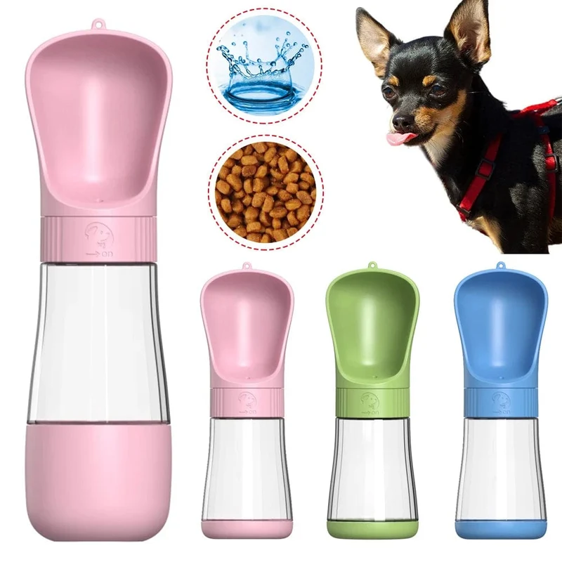 Hundewasserflasche, tragbar, 2-in-1-Futterspender, für Hunde und Katzen, für Spaziergänge im Freien, Trinknäpfe, Chihuahua, französische Bulldogge, Zubehör