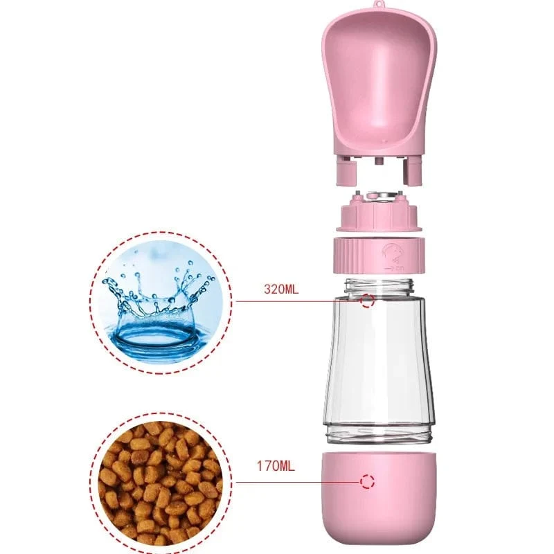 Hundewasserflasche, tragbar, 2-in-1-Futterspender, für Hunde und Katzen, für Spaziergänge im Freien, Trinknäpfe, Chihuahua, französische Bulldogge, Zubehör