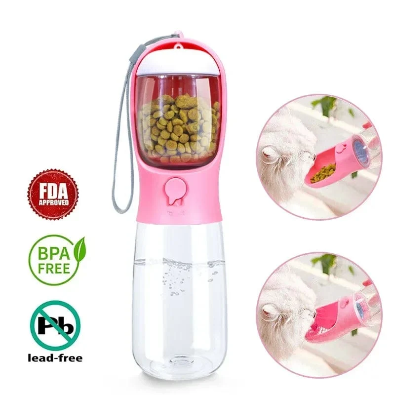 Tragbare Wasserflasche für Hunde und Katzen mit Aufbewahrungsbehälter für Futter und Wasser für Welpen, Futternapf, Futternapf für Outdoor-Reisen, Haustier-Trinknäpfe