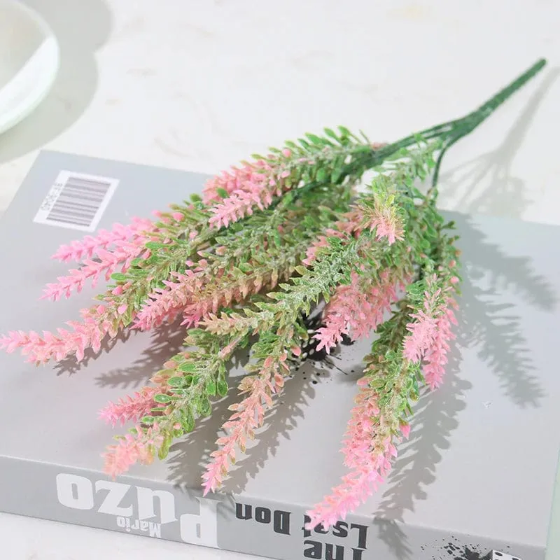 Künstliche Blumen, beflockter Kunststoff, Lavendelbündel, künstliche Pflanzen, Hochzeitsstrauß, für drinnen und draußen, Zuhause, Küche, Büro, Tisch