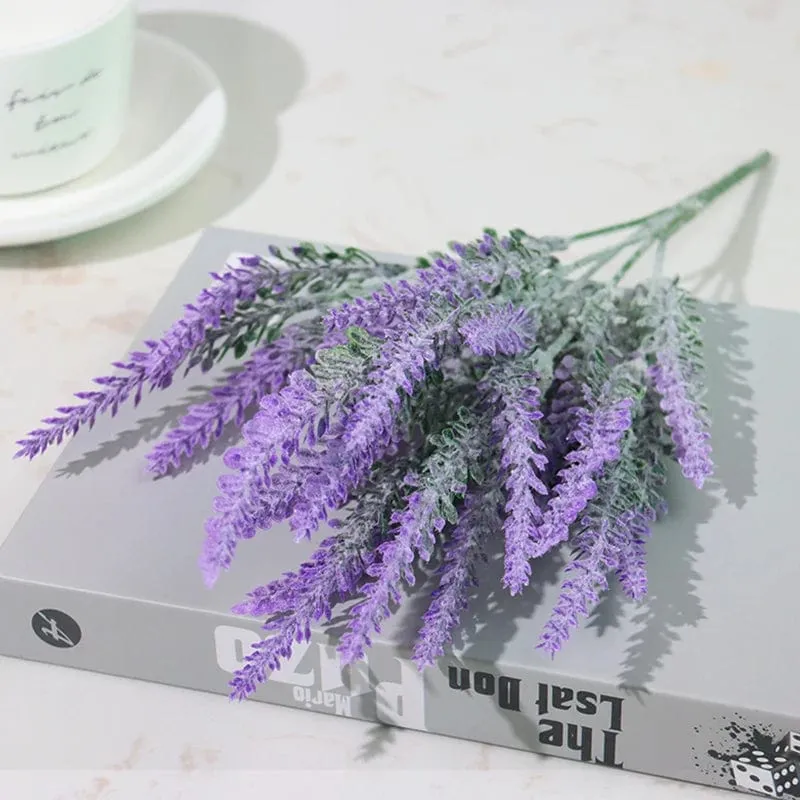 Künstliche Blumen, beflockter Kunststoff, Lavendelbündel, künstliche Pflanzen, Hochzeitsstrauß, für drinnen und draußen, Zuhause, Küche, Büro, Tisch