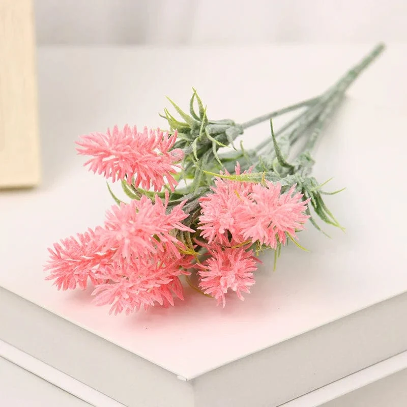 Künstliche Blumen, beflockter Kunststoff, Lavendelbündel, künstliche Pflanzen, Hochzeitsstrauß, für drinnen und draußen, Zuhause, Küche, Büro, Tisch