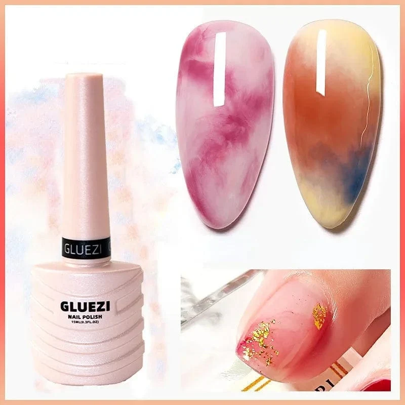 Klarer UV-Farbverlaufs-Blütengel-Nagellack, blühender Smook-Effekt, Aquarell-Nagelgel, Soak-Off-funktionelles Nagelgel, 15 ml