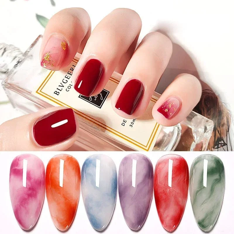 Klarer UV-Farbverlaufs-Blütengel-Nagellack, blühender Smook-Effekt, Aquarell-Nagelgel, Soak-Off-funktionelles Nagelgel, 15 ml