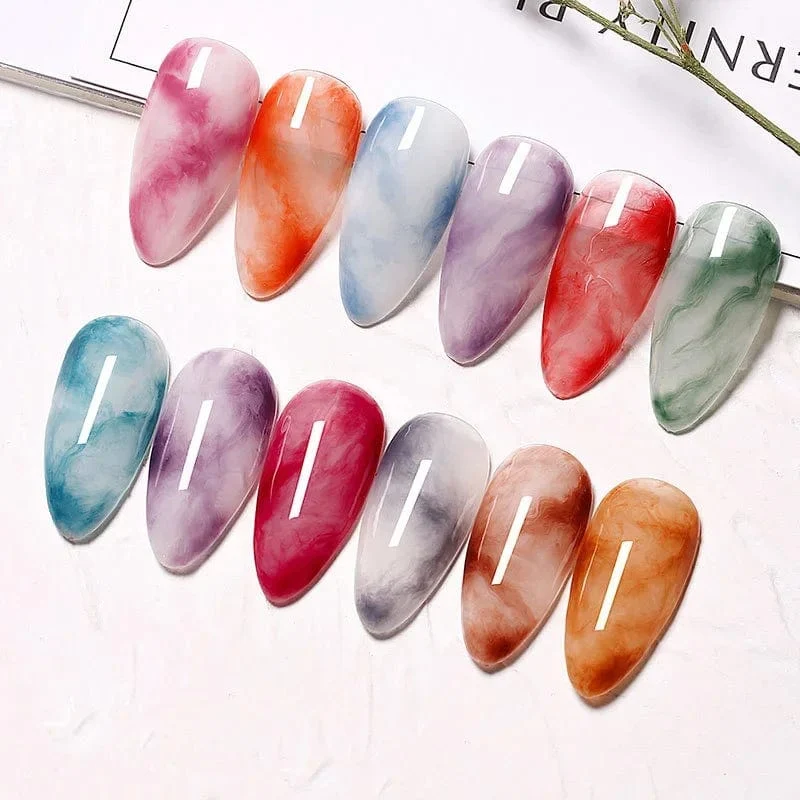 Klarer UV-Farbverlaufs-Blütengel-Nagellack, blühender Smook-Effekt, Aquarell-Nagelgel, Soak-Off-funktionelles Nagelgel, 15 ml
