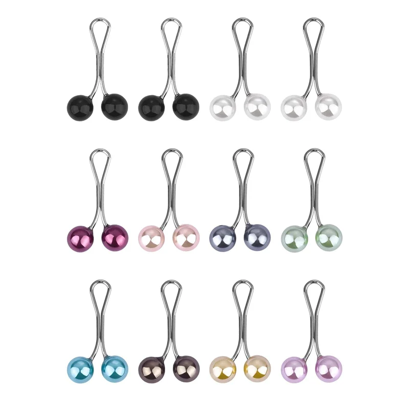 12PCS Dame Perlen Muslimischen Frauen Schal Schal Dame Schals Hijab Clips Perle Brosche Pins Pin Kopftuch Perle Clip Schal clips