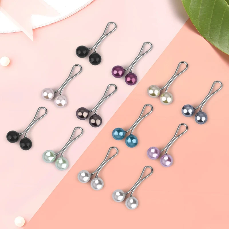 12PCS Dame Perlen Muslimischen Frauen Schal Schal Dame Schals Hijab Clips Perle Brosche Pins Pin Kopftuch Perle Clip Schal clips