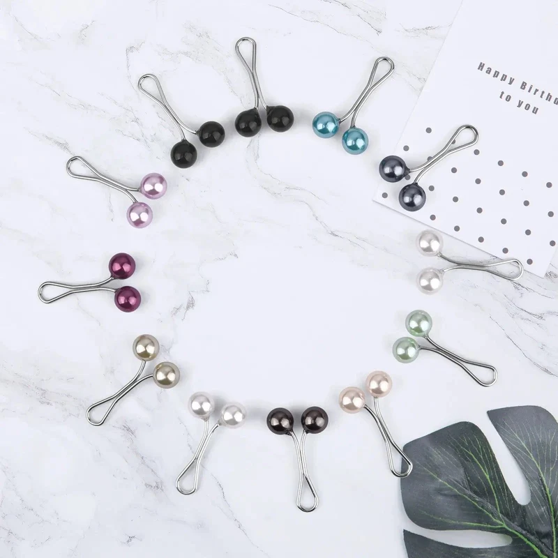 12PCS Dame Perlen Muslimischen Frauen Schal Schal Dame Schals Hijab Clips Perle Brosche Pins Pin Kopftuch Perle Clip Schal clips
