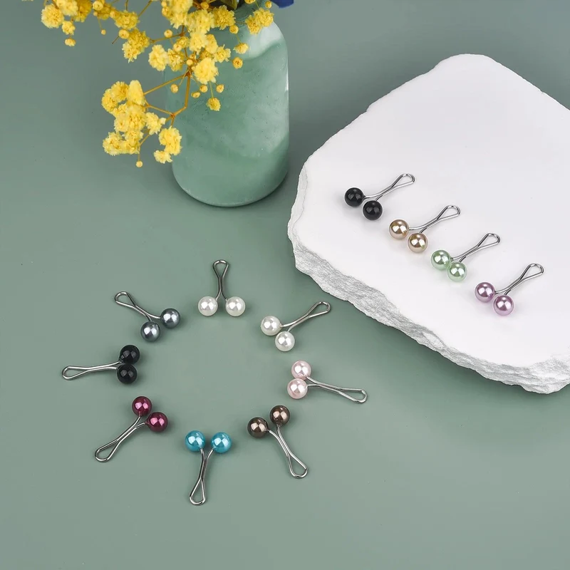 12PCS Dame Perlen Muslimischen Frauen Schal Schal Dame Schals Hijab Clips Perle Brosche Pins Pin Kopftuch Perle Clip Schal clips