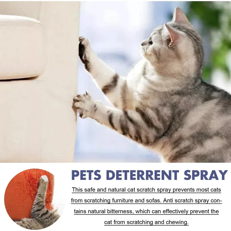 Haustier-Kratzschutzspray für Katzen, Anti-Kratz-Möbel, Sofaschutz, natürliche Pflanzenextrakte, sicheres Haustier-Stopp-Kratzspray, 50 ml