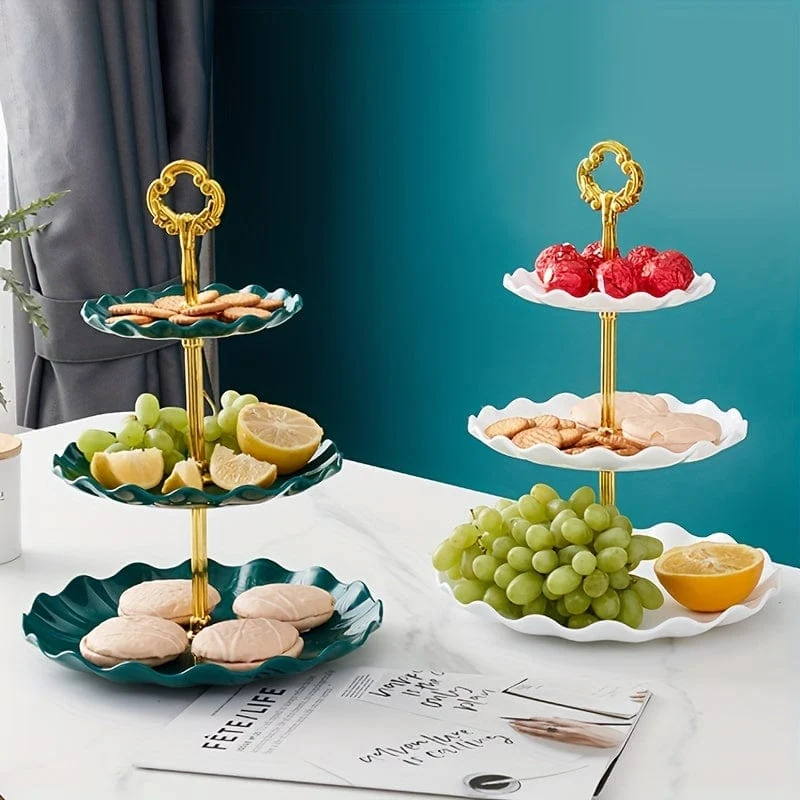 1 Stück, eleganter 3-stöckiger Cupcake-Ständer für Teepartys, Hochzeiten und mehr – gerüschtes oder Spitzen-Design – perfekt zum Dekorieren und Servieren von Desserts – Tisch- und Küchenzubehör