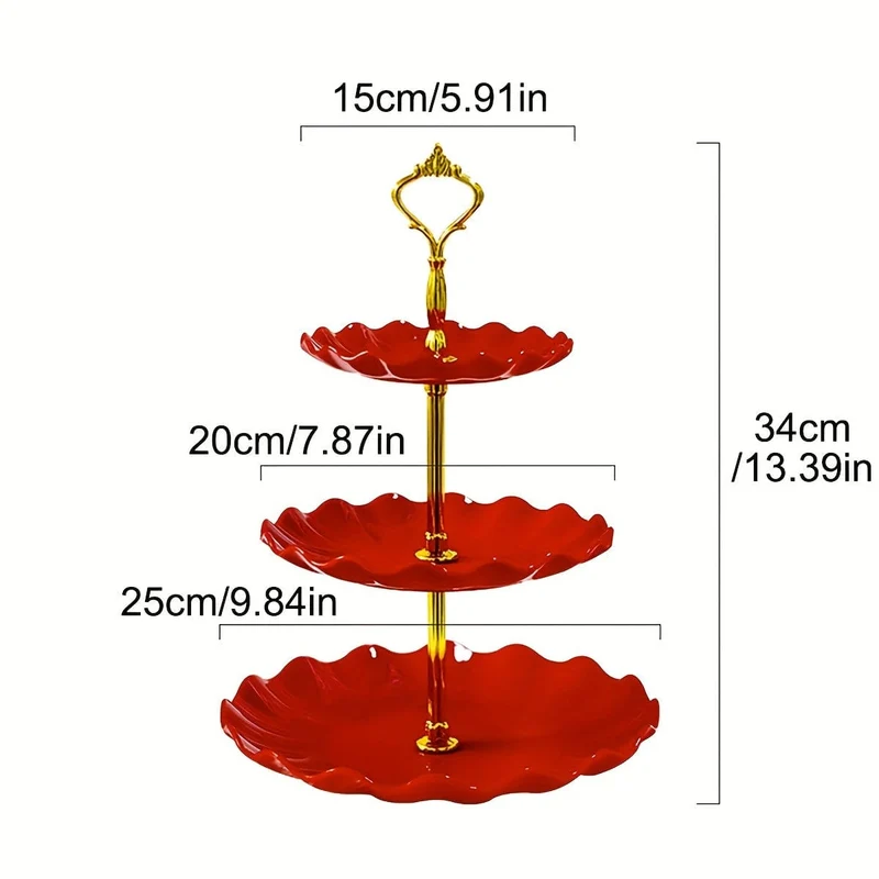 1 Stück, eleganter 3-stöckiger Cupcake-Ständer für Teepartys, Hochzeiten und mehr – gerüschtes oder Spitzen-Design – perfekt zum Dekorieren und Servieren von Desserts – Tisch- und Küchenzubehör