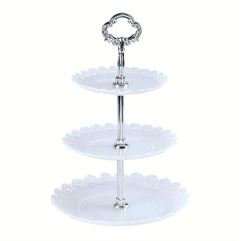 1 Stück, eleganter 3-stöckiger Cupcake-Ständer für Teepartys, Hochzeiten und mehr – gerüschtes oder Spitzen-Design – perfekt zum Dekorieren und Servieren von Desserts – Tisch- und Küchenzubehör