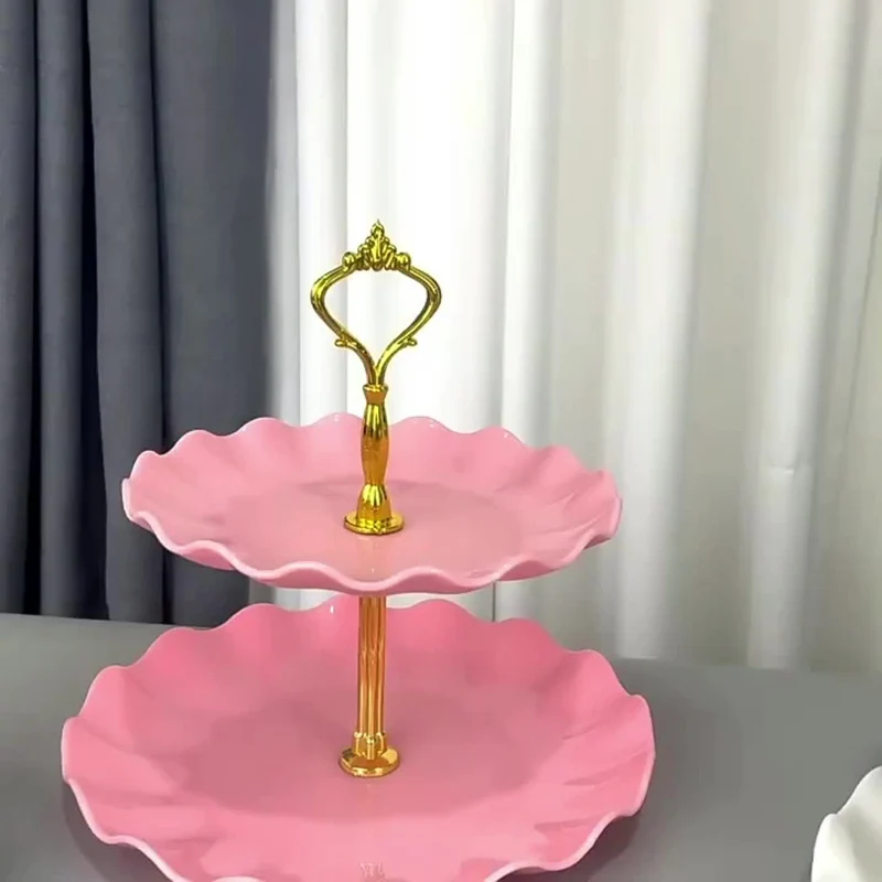 1 Stück, eleganter 3-stöckiger Cupcake-Ständer für Teepartys, Hochzeiten und mehr – gerüschtes oder Spitzen-Design – perfekt zum Dekorieren und Servieren von Desserts – Tisch- und Küchenzubehör