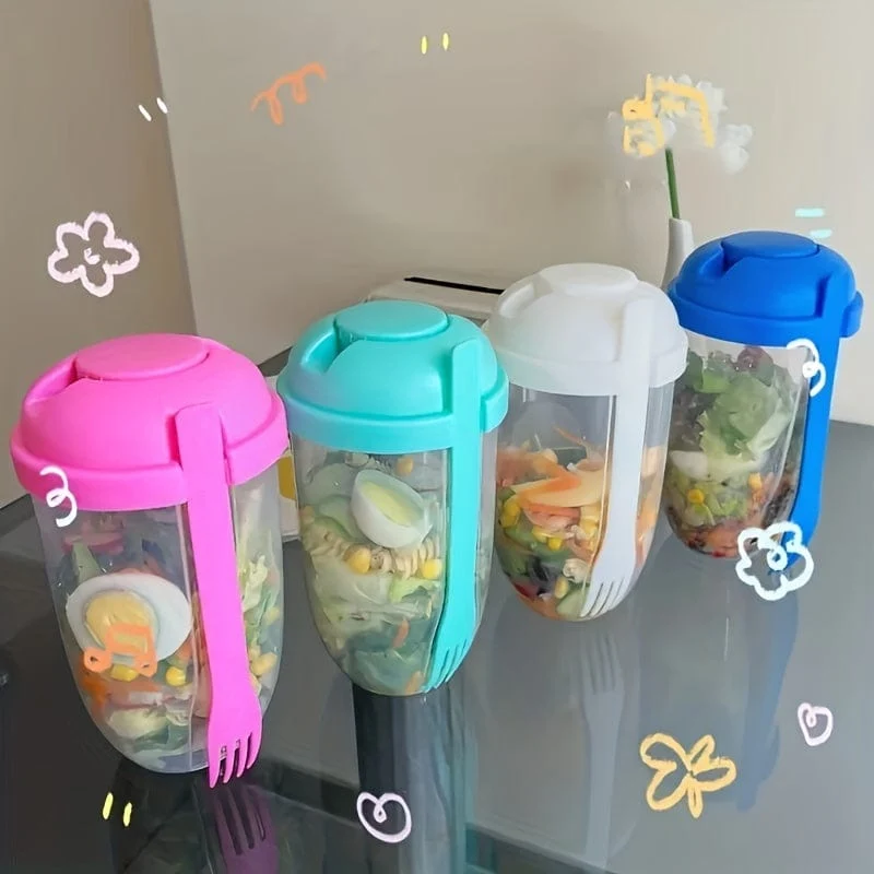 1 Stück, Frischer Salatbecher, Keep Fit Salat-Mahlzeit-Shaker-Becher, 1000 ml/33.81 Unzen, tragbarer Frucht-Gemüse-Milchbecher, 19.99 cm x 5.92 cm
