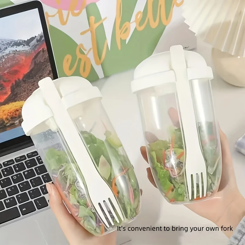 1 Stück, Frischer Salatbecher, Keep Fit Salat-Mahlzeit-Shaker-Becher, 1000 ml/33.81 Unzen, tragbarer Frucht-Gemüse-Milchbecher, 19.99 cm x 5.92 cm