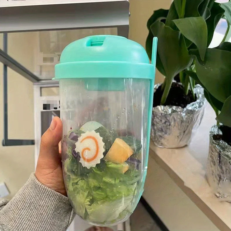 1 Stück, Frischer Salatbecher, Keep Fit Salat-Mahlzeit-Shaker-Becher, 1000 ml/33.81 Unzen, tragbarer Frucht-Gemüse-Milchbecher, 19.99 cm x 5.92 cm