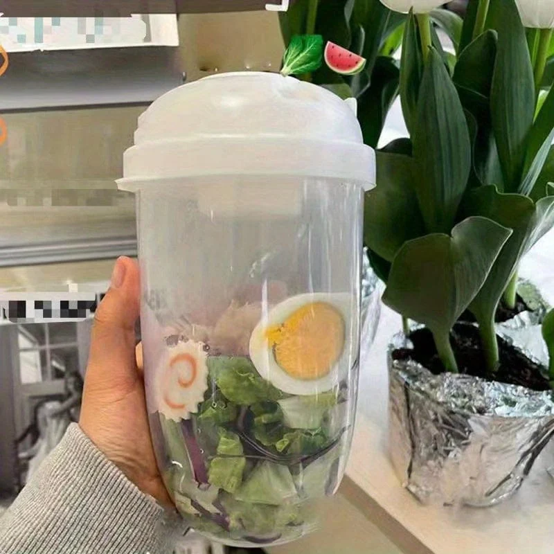 1 Stück, Frischer Salatbecher, Keep Fit Salat-Mahlzeit-Shaker-Becher, 1000 ml/33.81 Unzen, tragbarer Frucht-Gemüse-Milchbecher, 19.99 cm x 5.92 cm