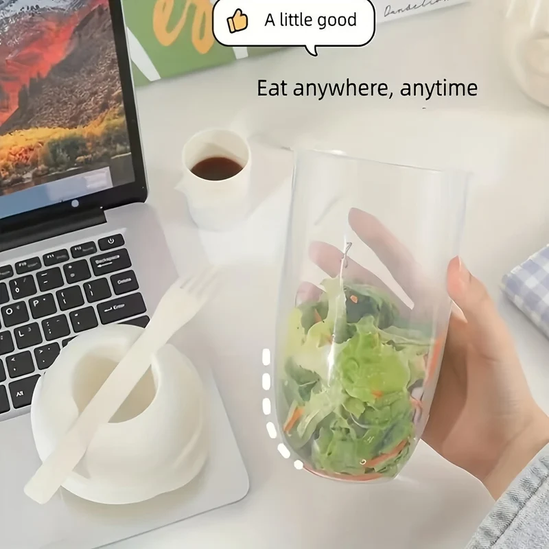 1 Stück, Frischer Salatbecher, Keep Fit Salat-Mahlzeit-Shaker-Becher, 1000 ml/33.81 Unzen, tragbarer Frucht-Gemüse-Milchbecher, 19.99 cm x 5.92 cm