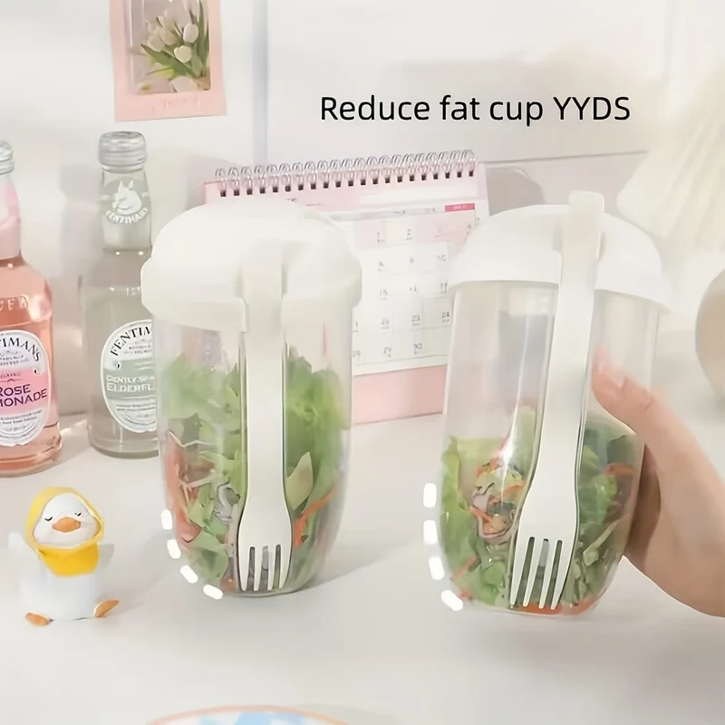 1 Stück, Frischer Salatbecher, Keep Fit Salat-Mahlzeit-Shaker-Becher, 1000 ml/33.81 Unzen, tragbarer Frucht-Gemüse-Milchbecher, 19.99 cm x 5.92 cm