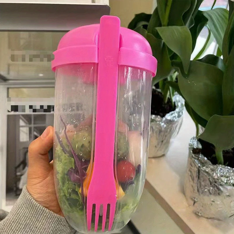 1 Stück, Frischer Salatbecher, Keep Fit Salat-Mahlzeit-Shaker-Becher, 1000 ml/33.81 Unzen, tragbarer Frucht-Gemüse-Milchbecher, 19.99 cm x 5.92 cm