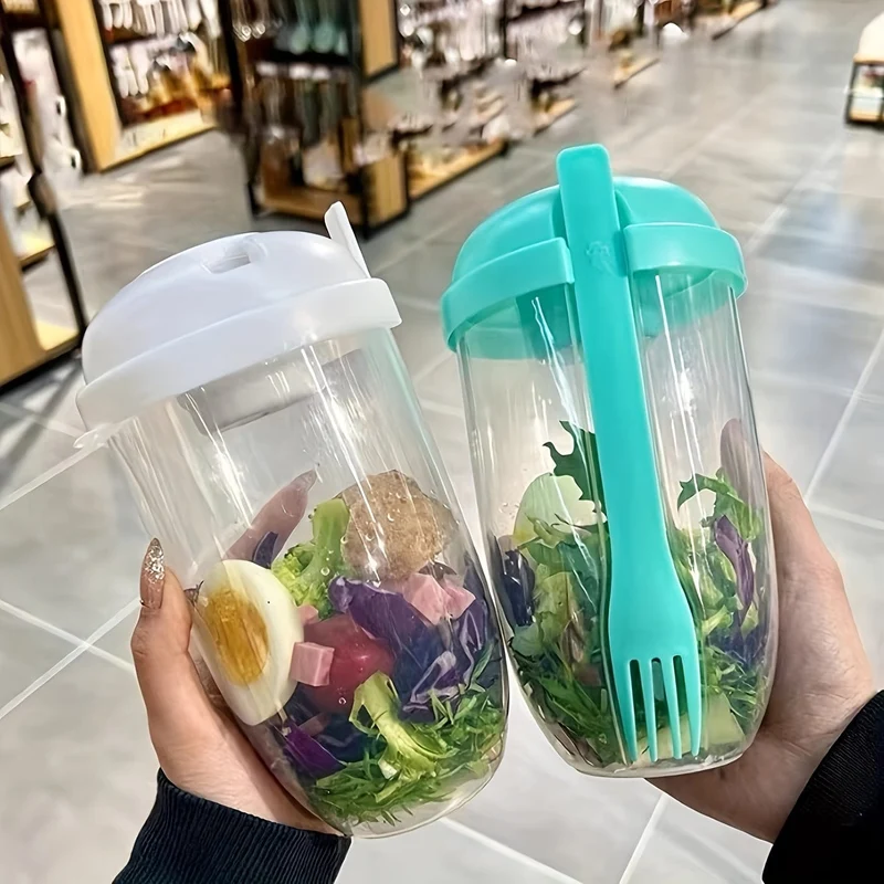 1 Stück, Frischer Salatbecher, Keep Fit Salat-Mahlzeit-Shaker-Becher, 1000 ml/33.81 Unzen, tragbarer Frucht-Gemüse-Milchbecher, 19.99 cm x 5.92 cm