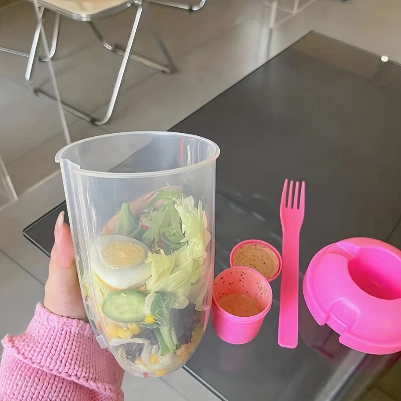 1 Stück, Frischer Salatbecher, Keep Fit Salat-Mahlzeit-Shaker-Becher, 1000 ml/33.81 Unzen, tragbarer Frucht-Gemüse-Milchbecher, 19.99 cm x 5.92 cm