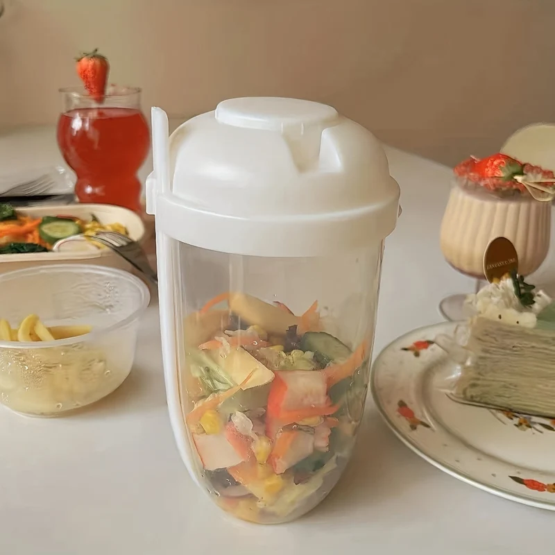 1 Stück, Frischer Salatbecher, Keep Fit Salat-Mahlzeit-Shaker-Becher, 1000 ml/33.81 Unzen, tragbarer Frucht-Gemüse-Milchbecher, 19.99 cm x 5.92 cm