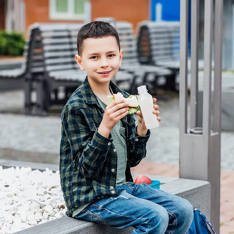2 Stück, Kunststoff-Saftflaschen, 100 ml/3.52 Unzen dünne, wiederverwendbare Kunststoff-Wasserbecher, tragbare Trinkbecher, Reagenzflaschen, Laborprobenflasche, Reisetrinkgeschirr