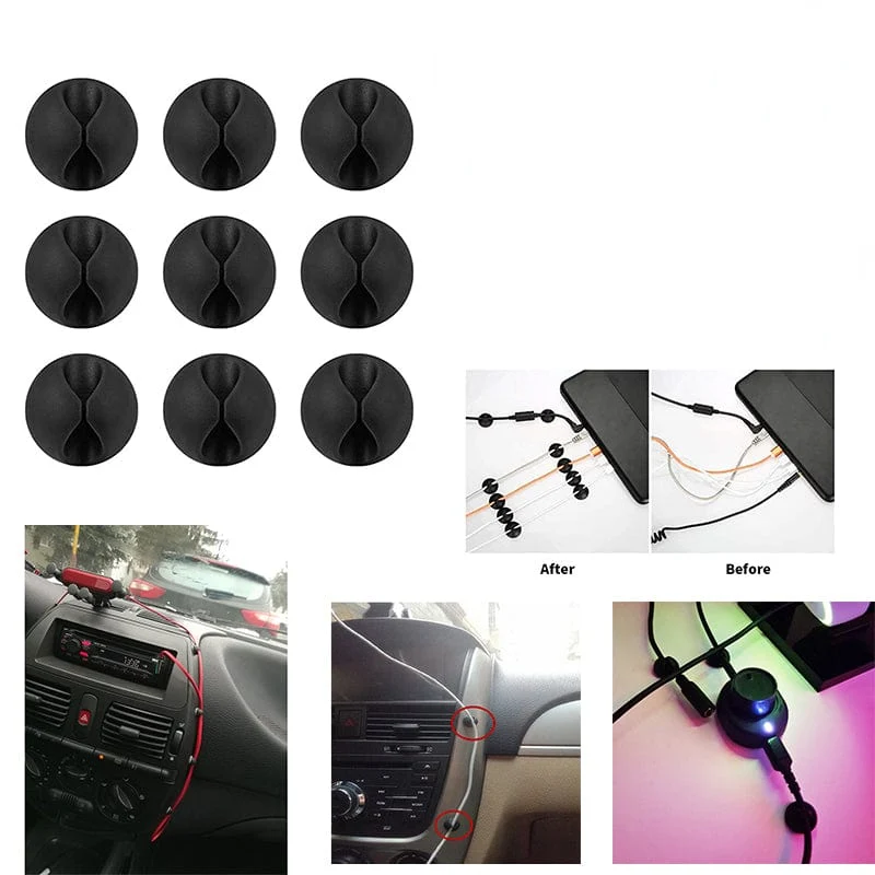 10 stücke Hohe Qualität Auto Kabelbinder Clip Fixer Organizer Schwarz Farbe Klemme Kabel Linie Halter Computer USB Linie Verschluss