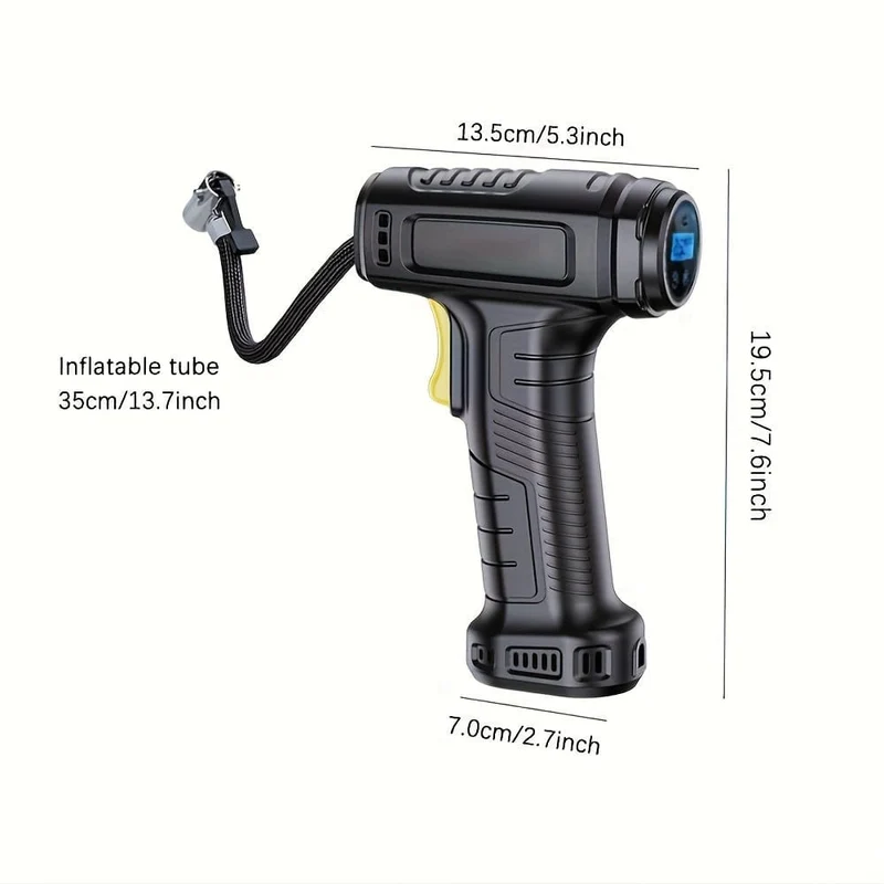 120 W tragbarer Auto-Luftkompressor, Auto-Luftpumpe, pumpen Sie Ihre Reifen ganz einfach auf, kabellose und kabelgebundene Fahrzeug-Handpumpe mit LED-Licht