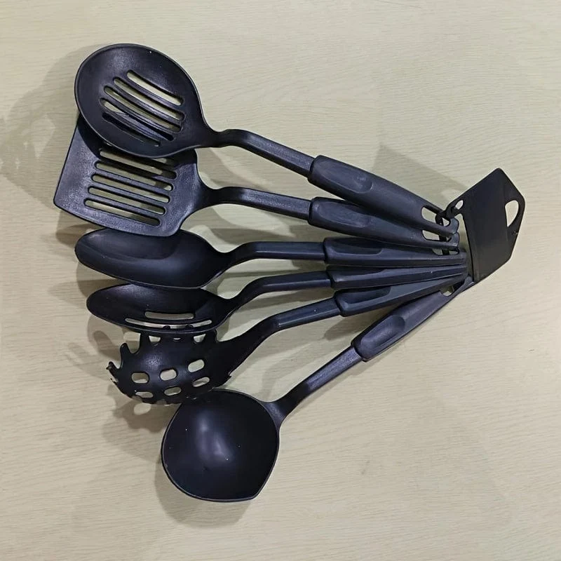 6-teiliges Küchenutensilien-Set, bestehend aus Schöpfkelle, Löffel, Schaumlöffel, Pfannenwender, Schlitzwender, Spaghettiheber, PC-Kunststoff-Küchengeschirr-Set, Küchenhelfer, Küchenzubehör, Haushaltsküchenartikel