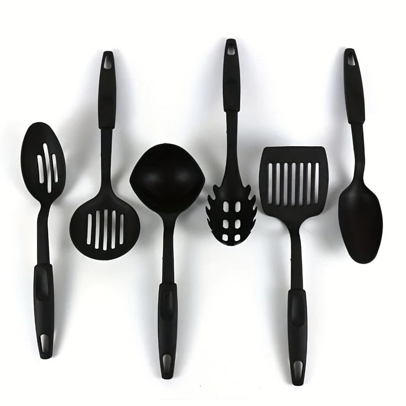 6-teiliges Küchenutensilien-Set, bestehend aus Schöpfkelle, Löffel, Schaumlöffel, Pfannenwender, Schlitzwender, Spaghettiheber, PC-Kunststoff-Küchengeschirr-Set, Küchenhelfer, Küchenzubehör, Haushaltsküchenartikel