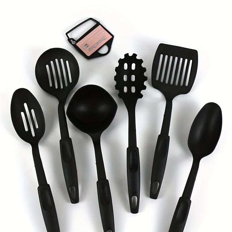 6-teiliges Küchenutensilien-Set, bestehend aus Schöpfkelle, Löffel, Schaumlöffel, Pfannenwender, Schlitzwender, Spaghettiheber, PC-Kunststoff-Küchengeschirr-Set, Küchenhelfer, Küchenzubehör, Haushaltsküchenartikel