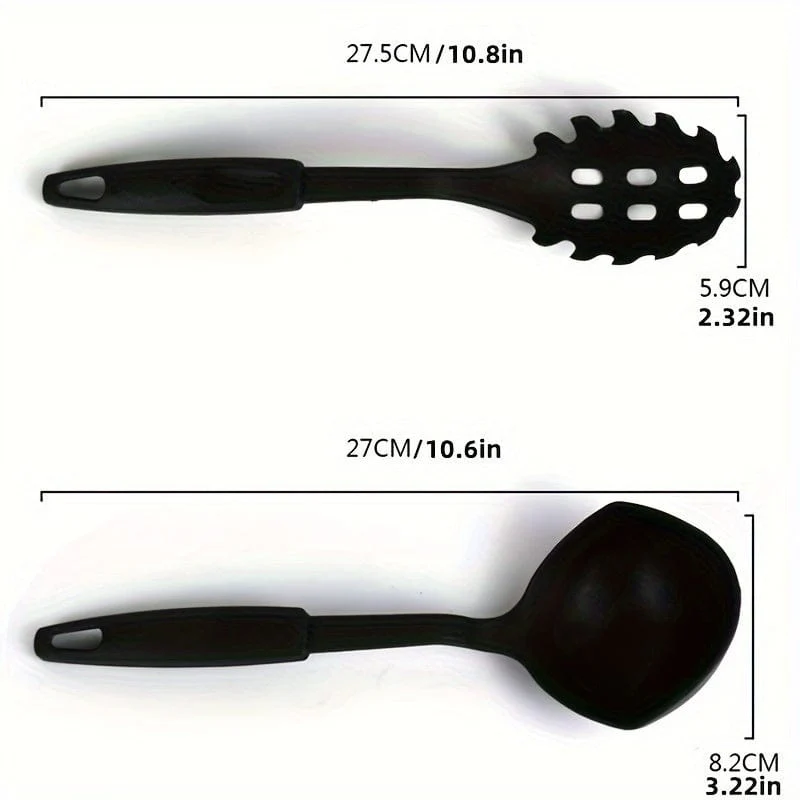 6-teiliges Küchenutensilien-Set, bestehend aus Schöpfkelle, Löffel, Schaumlöffel, Pfannenwender, Schlitzwender, Spaghettiheber, PC-Kunststoff-Küchengeschirr-Set, Küchenhelfer, Küchenzubehör, Haushaltsküchenartikel