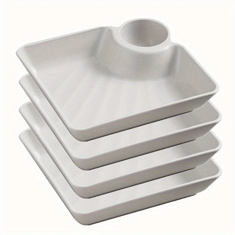 4-teiliges unzerbrechliches Servierplatten-Set, Kartoffelchip-Teller, stabiler Snack-Teller, Sushi-Teller, 18.54 cm x 16.76 cm große Servierschalen für Vorspeisen, Wurstwaren, Küchenutensilien, Küchenzubehör, Küchenhelfer