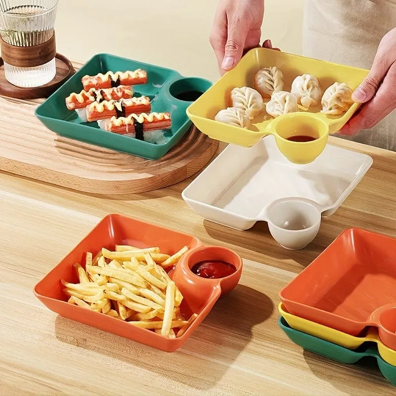 4-teiliges unzerbrechliches Servierplatten-Set, Kartoffelchip-Teller, stabiler Snack-Teller, Sushi-Teller, 18.54 cm x 16.76 cm große Servierschalen für Vorspeisen, Wurstwaren, Küchenutensilien, Küchenzubehör, Küchenhelfer