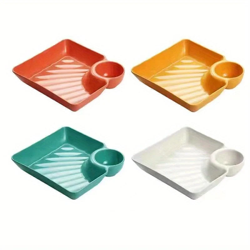 4-teiliges unzerbrechliches Servierplatten-Set, Kartoffelchip-Teller, stabiler Snack-Teller, Sushi-Teller, 18.54 cm x 16.76 cm große Servierschalen für Vorspeisen, Wurstwaren, Küchenutensilien, Küchenzubehör, Küchenhelfer