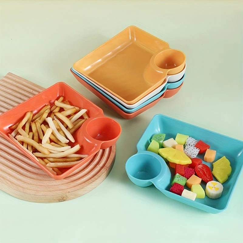4-teiliges unzerbrechliches Servierplatten-Set, Kartoffelchip-Teller, stabiler Snack-Teller, Sushi-Teller, 18.54 cm x 16.76 cm große Servierschalen für Vorspeisen, Wurstwaren, Küchenutensilien, Küchenzubehör, Küchenhelfer