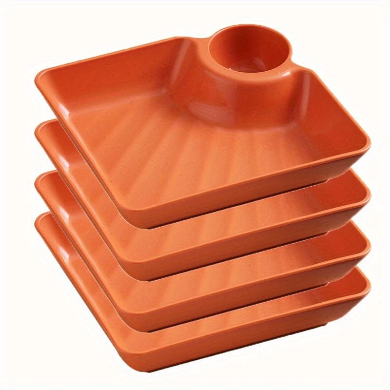 4-teiliges unzerbrechliches Servierplatten-Set, Kartoffelchip-Teller, stabiler Snack-Teller, Sushi-Teller, 18.54 cm x 16.76 cm große Servierschalen für Vorspeisen, Wurstwaren, Küchenutensilien, Küchenzubehör, Küchenhelfer