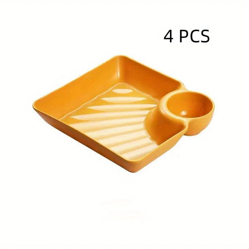 4-teiliges unzerbrechliches Servierplatten-Set, Kartoffelchip-Teller, stabiler Snack-Teller, Sushi-Teller, 18.54 cm x 16.76 cm große Servierschalen für Vorspeisen, Wurstwaren, Küchenutensilien, Küchenzubehör, Küchenhelfer