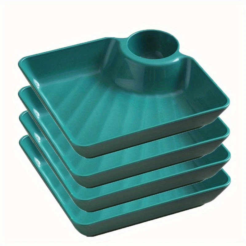 4-teiliges unzerbrechliches Servierplatten-Set, Kartoffelchip-Teller, stabiler Snack-Teller, Sushi-Teller, 18.54 cm x 16.76 cm große Servierschalen für Vorspeisen, Wurstwaren, Küchenutensilien, Küchenzubehör, Küchenhelfer