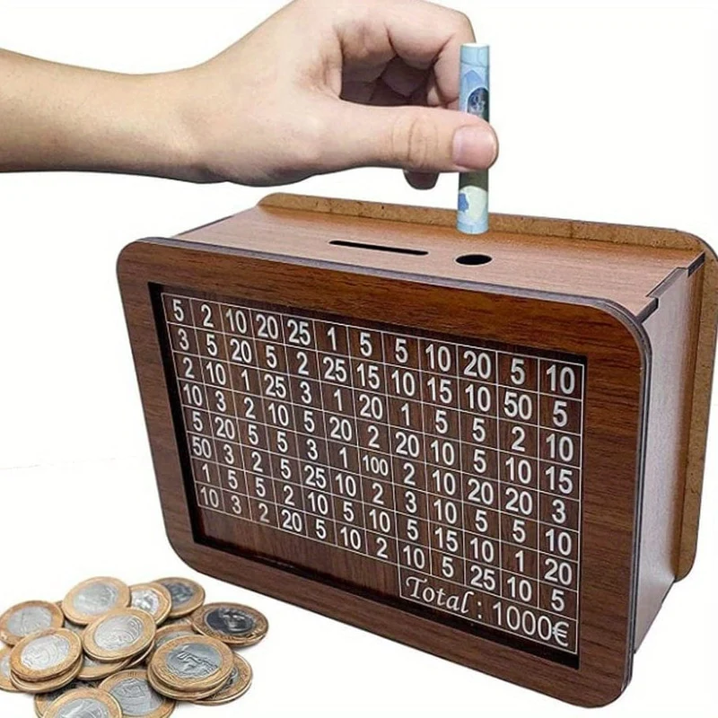 Thekenbank aus Holz, Aufbewahrungsbox aus Holz für die Theke, Geldsparbox, Münzbank, dekorative Vitrine, Sparschwein, Heimbibliotheksdekoration, Geldaufbewahrungsbox für Erwachsene und Kinder