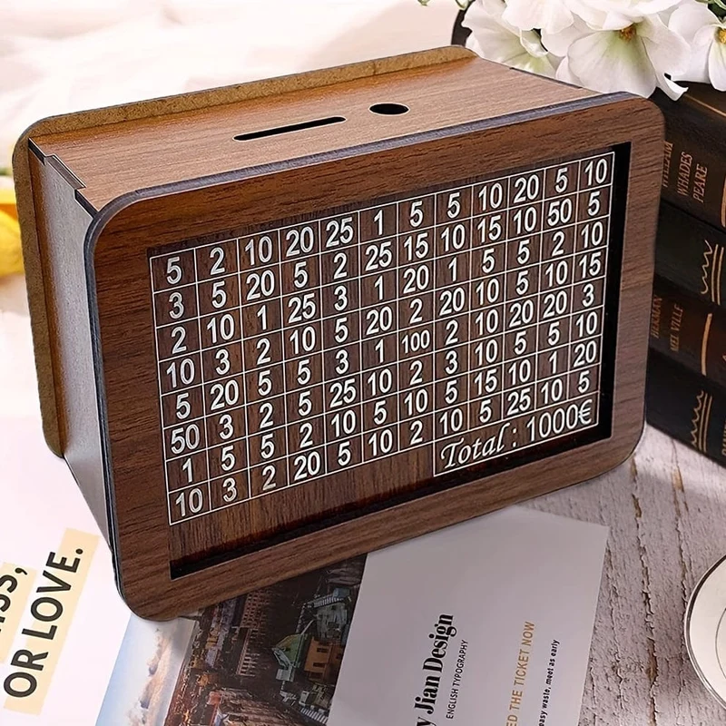 Thekenbank aus Holz, Aufbewahrungsbox aus Holz für die Theke, Geldsparbox, Münzbank, dekorative Vitrine, Sparschwein, Heimbibliotheksdekoration, Geldaufbewahrungsbox für Erwachsene und Kinder